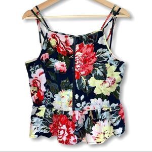 MinkPink 100% Viscose Floral Peplum Strapy Tank